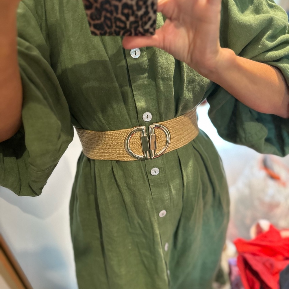 Gold Buckle Tan Belt
